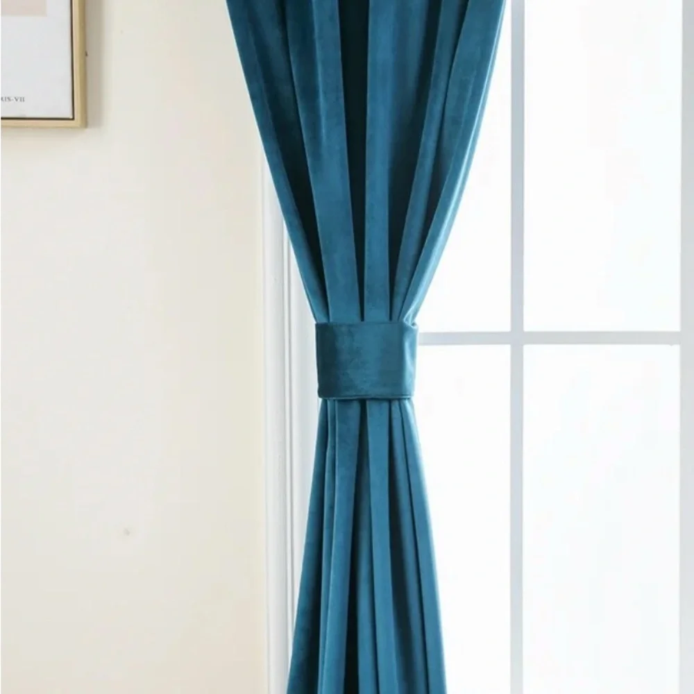 Turquoise BlackoutVelvet Curtains - Picture 2 of 8